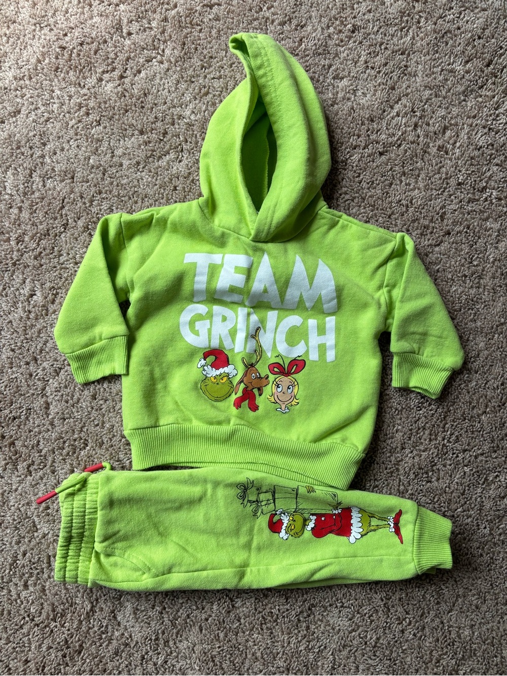 Team Grinch Lime Green Kids Hoodie & Jogger Set - 18 Months